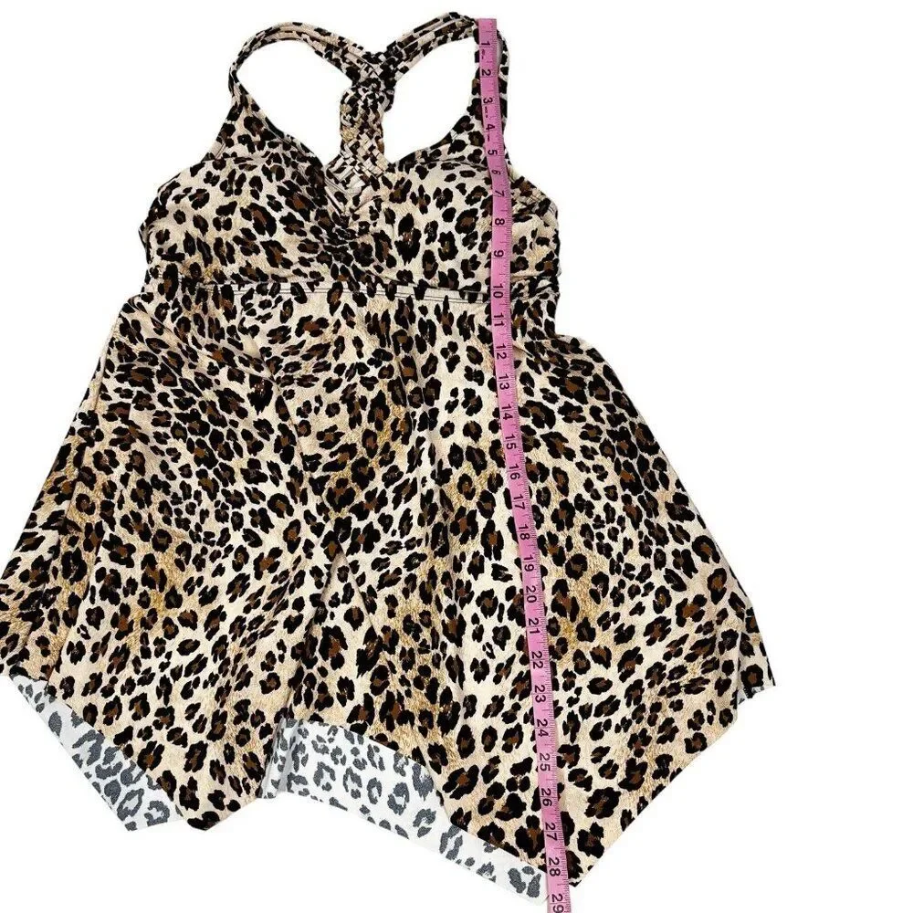 Kim Gravel Tankini Set Cheetah Braid Back Bike Shorts Modest Swimsuits For All